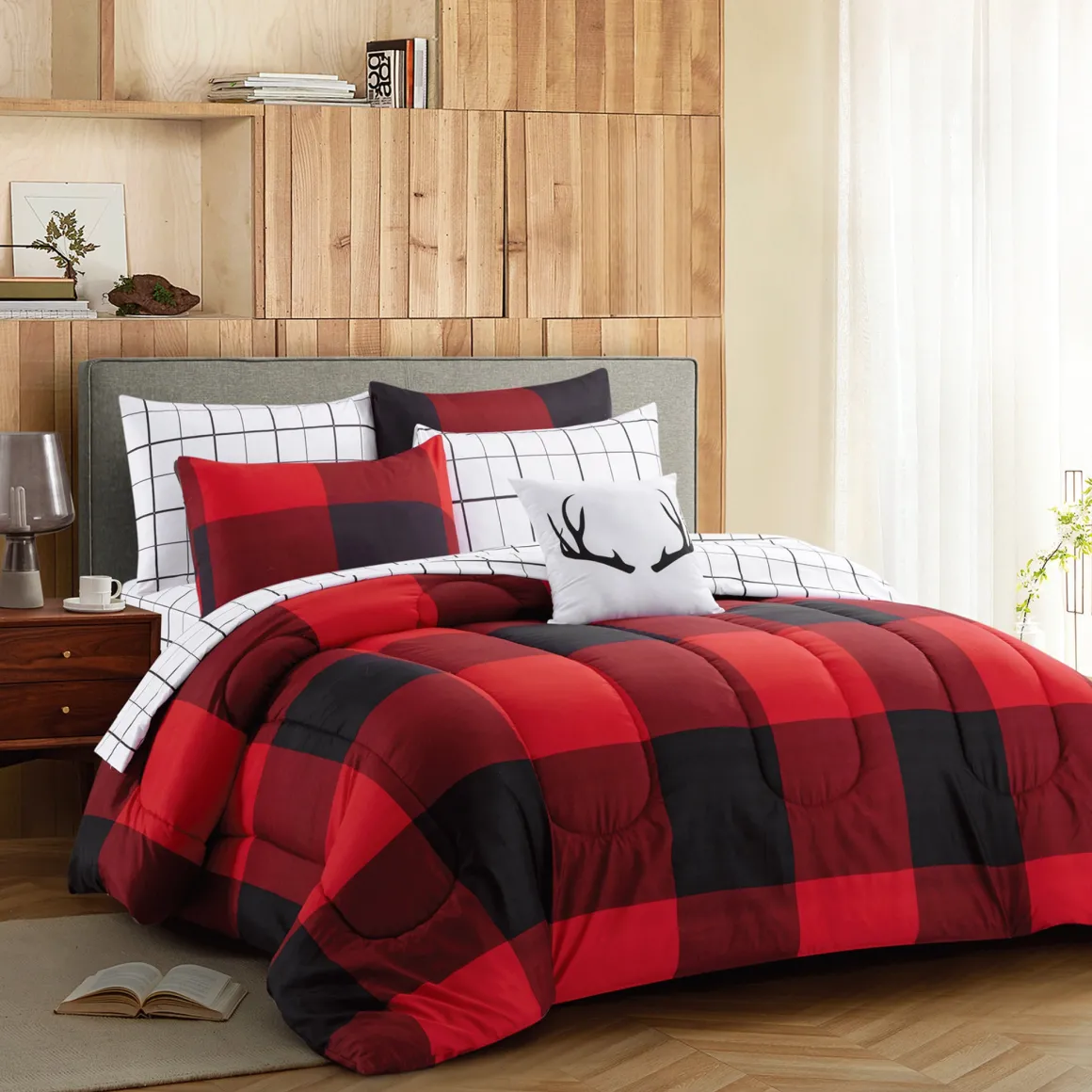 Lodge Plaid Comforter Set – 8 Pieces (King)