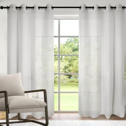 LOLA | Sheer White Grommet Top Panels with Pinstripes | 52 x 84" (Set of 2)