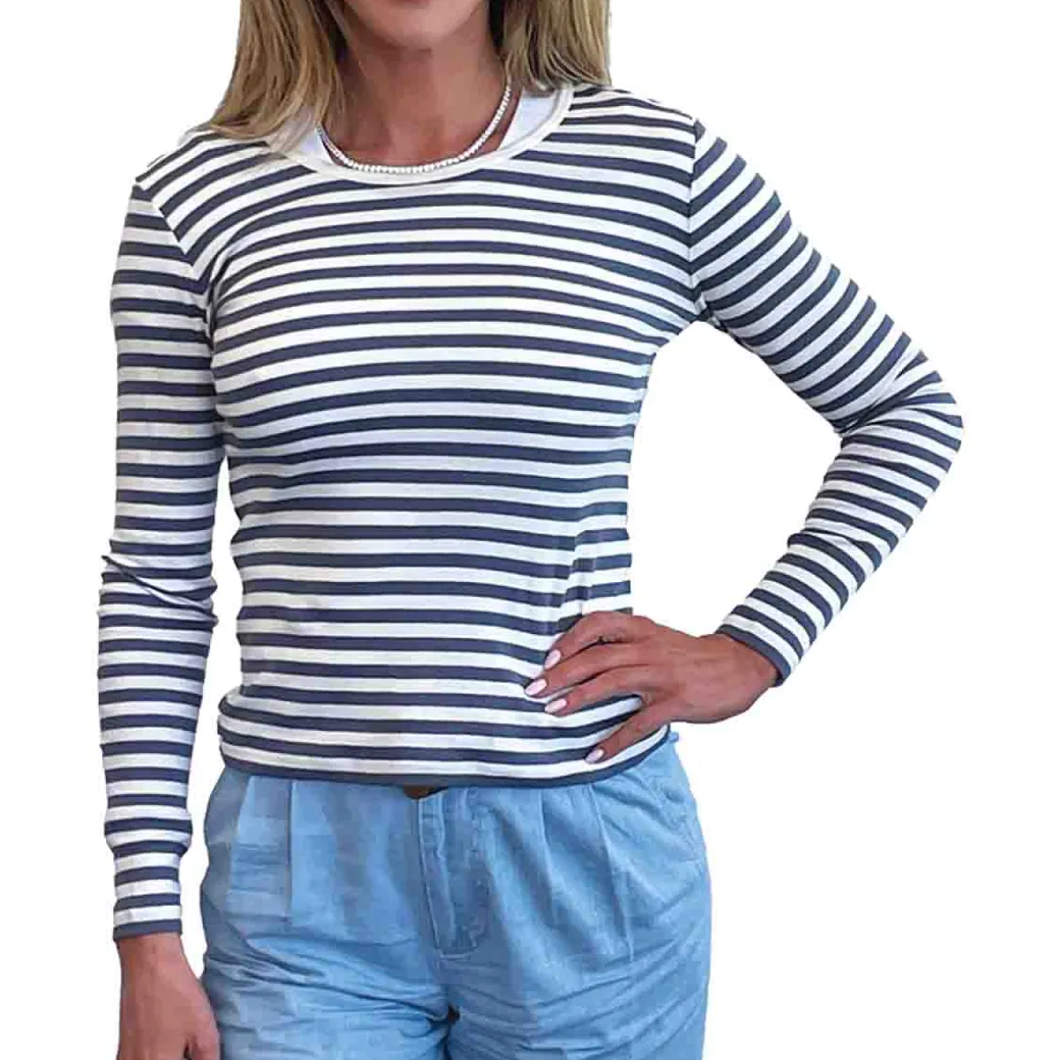 Long Sleeve Cew Neck Top In Basic Colors