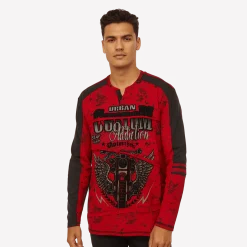 Long-Sleeve Graphic Biker-Inspired T-Shirt