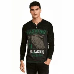Long-Sleeve Graphic Biker-Inspired T-Shirt