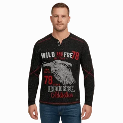 Long-Sleeve Graphic Biker-Inspired T-Shirt
