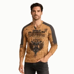 Long-Sleeve Graphic Biker-Inspired T-Shirt