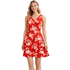 Maria Peach Skin Sleeveless Dress with Surplice Neckline