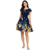 Maria Printed Skater Dress with Cap Sleeves