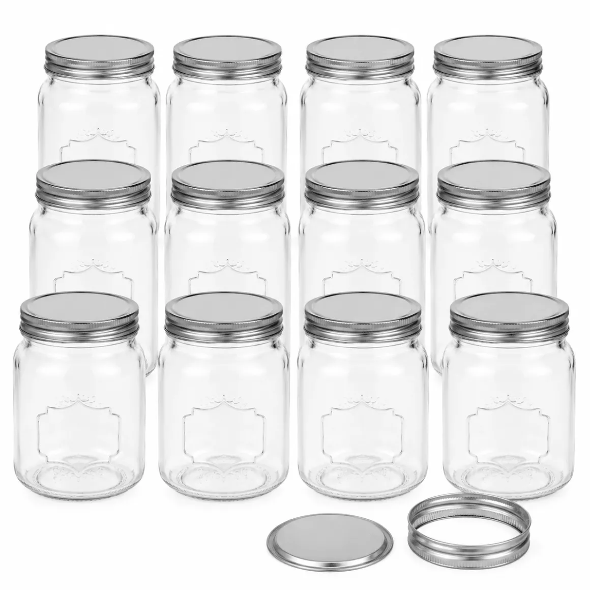 Mason Jar Set with 2-Piece Lids – 750 ml – Set of 12