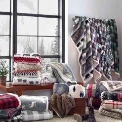 MATHISON Plaid Velour Reverse to Sherpa Throw & Blanket