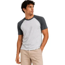 Men’s Contrast Raglan Cotton T-Shirt – Warm Grey & Black