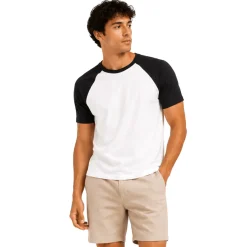 Men’s Contrast Raglan Cotton T-Shirt - White and Black