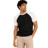 Men’s Contrast Raglan Cotton T-Shirt - Black and White