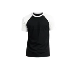 Men’s Contrast Raglan Cotton T-Shirt - Black and White
