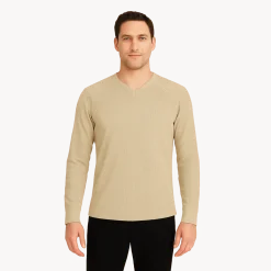 Men’s Ribbed Long-Sleeve V-Neck Top
