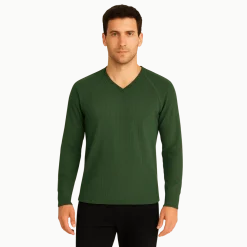 Men’s Ribbed Long-Sleeve V-Neck Top