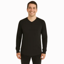 Men’s Ribbed Long-Sleeve V-Neck Top