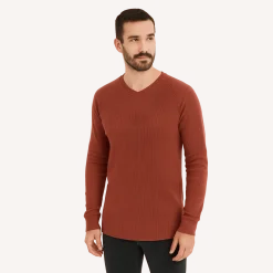 Men’s Ribbed Long-Sleeve V-Neck Top