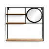 Metal Wall Shelf with Mirror – Modern Decorative Storage Unit