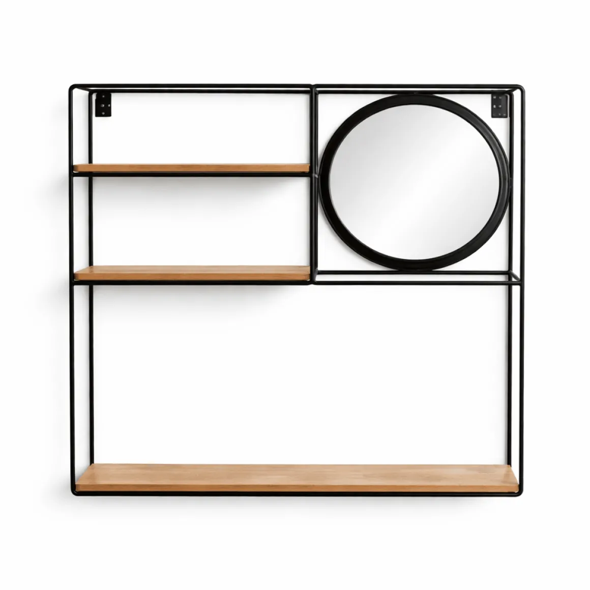 Metal Wall Shelf with Mirror – Modern Decorative Storage Unit