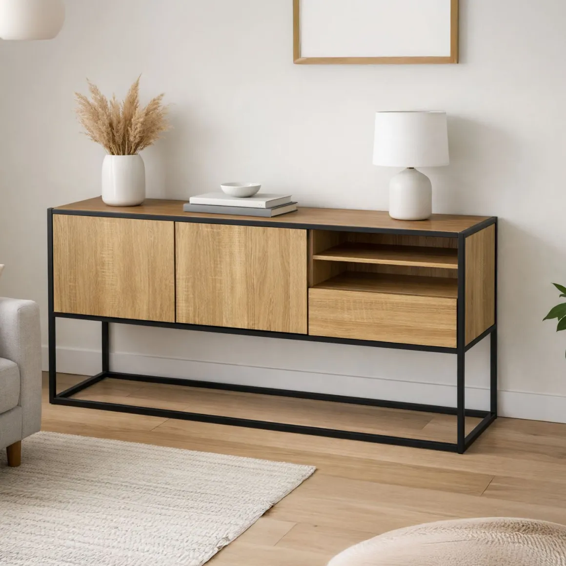 Modern Wood & Metal Sideboard