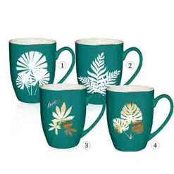 Mug Green With Leaves