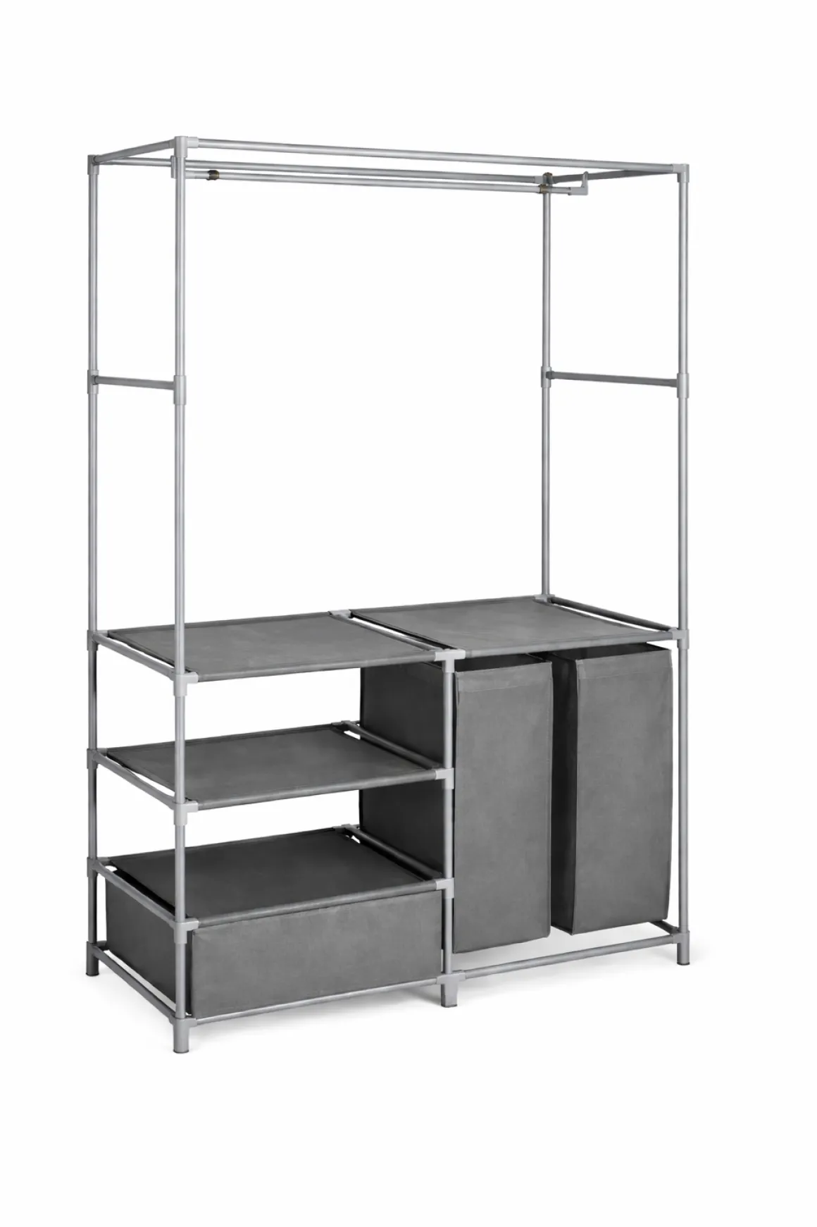 Multi-Function Garment Rack with Shelves & Laundry Bags