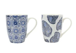 New Bone Mug 11oz Blue Tiles Asst Decals