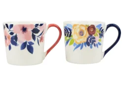 New Bone Mug 11oz Flowers Asst Decals