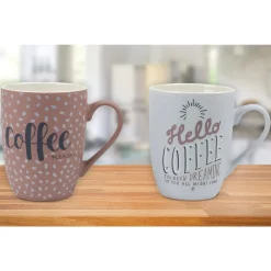 New Bone Mug 11oz Hello Coffee Asst Decals