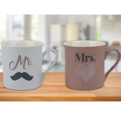 New Bone Mug 11o Z Mr & Mrs Asst Decals
