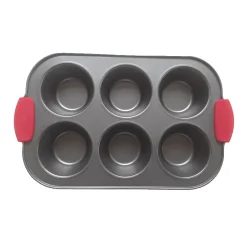 Non-Stick 6 cup Muffin Pan with Silicone Handles