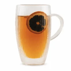 NUVO Set of 2 Double-Walled Ribbed Tea Mugs