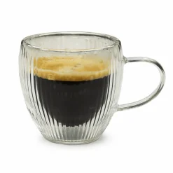 NUVO Set of 2 Double-Walled Ribbed Coffee Cups
