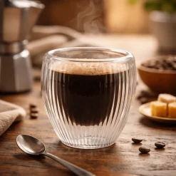 NUVO Set of 2 Double-Walled Ribbed Espresso Cups