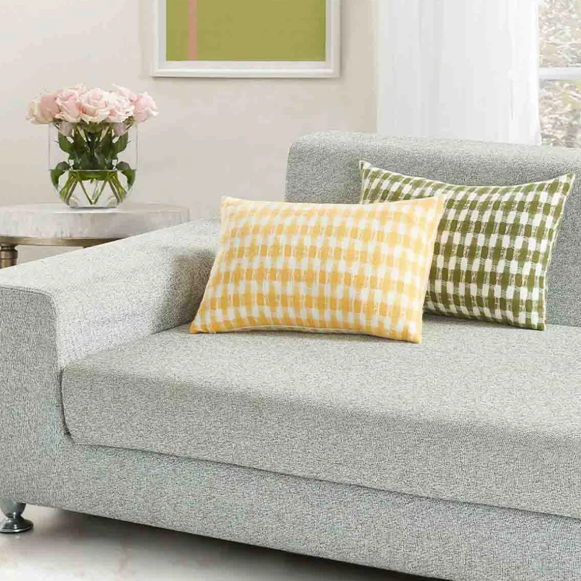 Odette Woven Interlocking Check Cushion