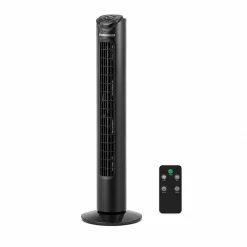 32” Oscillating Tower Fan with Remote – 3 Speeds, Black