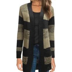 O/s Striped Open Front Cardigan Shawl