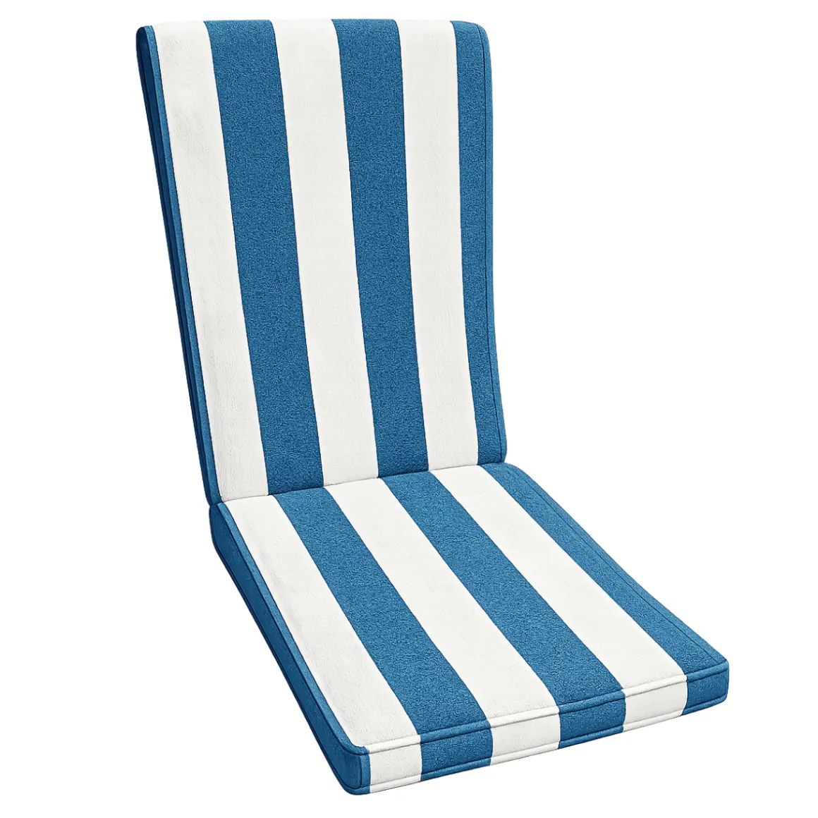 Outdoor High-Back Chair Cushion – Blue Stripe Patio Seat Pad 17.5 x 42 + 1.5 in