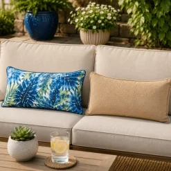 Outdoor Lumbar Cushion 13 x 19 in – Belize Blue Tropical Accent Pillow