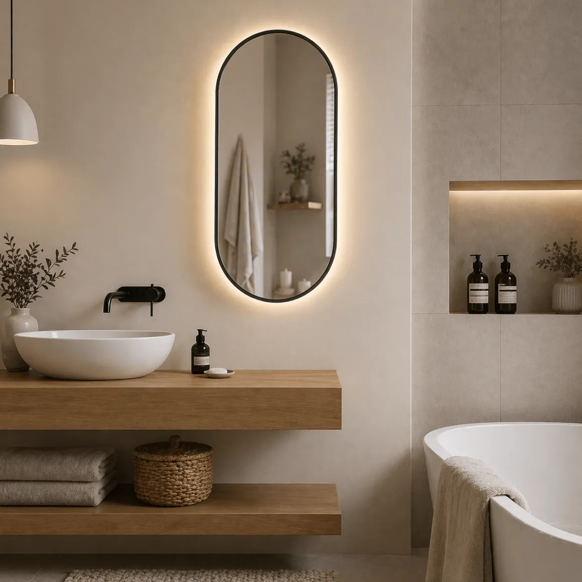 Oval Mirror with light | 50 CM