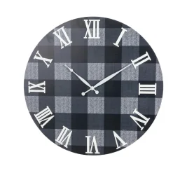 Oversized Roman Numeral Wood Plaid Wall Clock | 23''