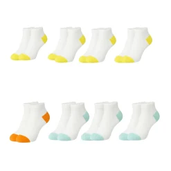 8-Pack Girls Ankle Sport Socks (Ages 7–9) – Cotton Blend with Color Accents