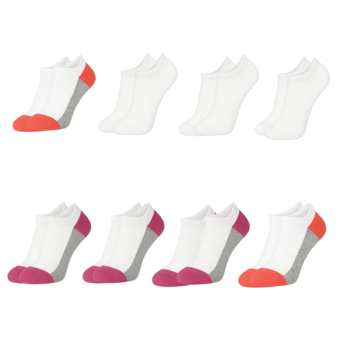 8-Pack Girls No-Show Sport Socks (Ages 7–9) – Cotton Blend with Contrast Heel & Toe