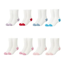 8-Pack Girls Sport Crew Socks (Ages 7–9) – Soft Ribbed Cotton Blend