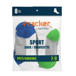 8-Pack Sport Ankle Socks (Ages 7–9)