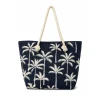 Palm Print Jute Beach Bag