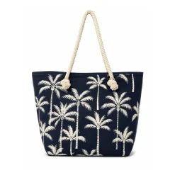 Palm Print Jute Beach Bag