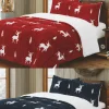 3 Pcs Comforter Set Rib Fleece - Deer Lodge