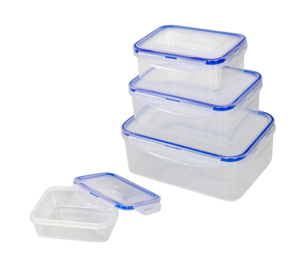 4pcs Rectangular Food Container Set Blue