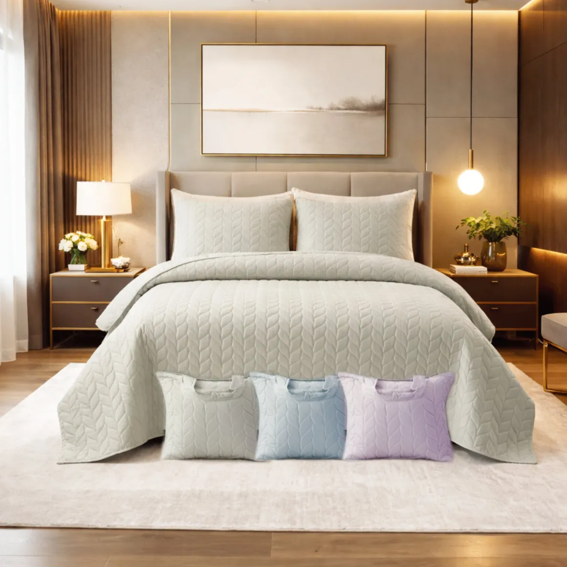 3Pcs Satin Quilt Set ADA