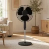 16” Pedestal Floor Fan – Black Adjustable Cooling Fan