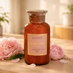Peony Scented Candle in Decorative Glass Bottle